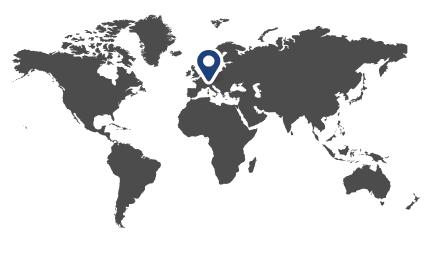 World map with company location marked